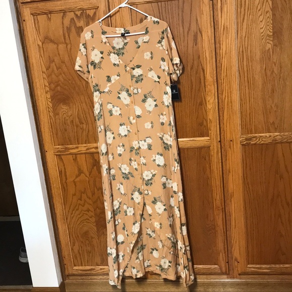 NWT Volcom Yellow Floral Button Up Maxi Dress - Picture 5 of 8